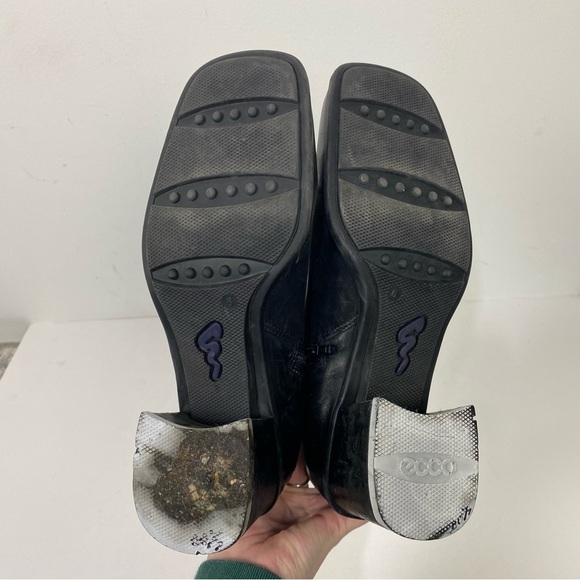 Vintage Ecco y2k square toe leather ankle boots grunge gothic minimalist goth - Picture 8 of 9